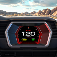 P17 OBD2 + GPS Sistema Dual Medidor Inteligente 3,5 ''LCD Digital HUD Head Display Velocímetro para Coche Turbo Presión Escáner Colocación OBD
