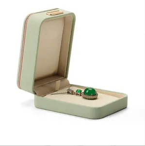 2023 Popular mint green jewelry pendant gift box logo customized microfiber pendant packing box for display