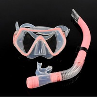 Lunettes de plongée en deux pièces avec lentilles en verre anti-buée et tube respiratoire Ensemble de plongée en apnée Masque de plongée en silicone PVC