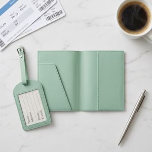 Juego de Porta Tarjetas de Visita de Cuero PU Personalizado, Funda para Pasaporte y Etiqueta para Equipaje para Maletas - Product Image 1