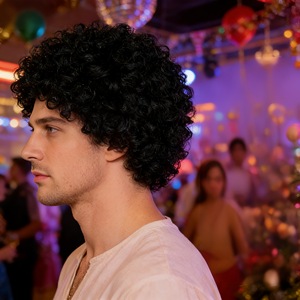 <span class=keywords><strong>Perruque</strong></span> Afro Homme Africain Style Européen et Américain, Boucles Courtes Rétro Années <span class=keywords><strong>70</strong></span>, Cheveux Synthétiques Haute Température, Best-seller Transfrontalier - Product Image 2