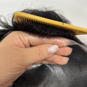 Protesi Capillare V-loop da <span class=keywords><strong>Uomo</strong></span> 8x10 Pollici, 100% Capelli Umani Indiani, Densità 0.02mm-0.04mm, Base Full PU, Pelle Sottile, Attaccatura Naturale - Product Image 5