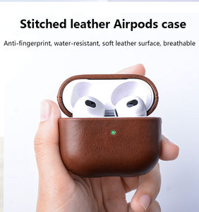 Étui pour écouteurs en cuir pleine fleur Crazy Horse prêt à être expédié pour Apple <span class=keywords><strong>AirPods</strong></span> 1/2 1 2 3 4 <span class=keywords><strong>AirPods</strong></span> Pro2 - Product Image 5