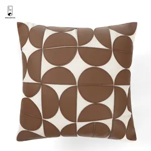 High Quality Luxury PU Cushion Cover Breathable Cotton 45*45 Leather Cushions For Home Decor