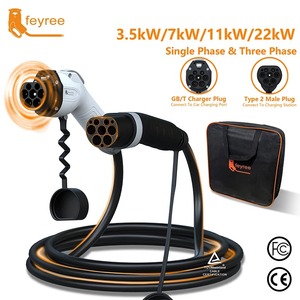 Chargeur de voiture portable feyree 11 kW Type 2 vers GBT, adaptateur de chargeur mural pour voiture électrique, chargeur EV pour station publique - Product Image 2