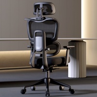 2025 chaise de bureau haut de gamme avec soutien lombaire appui-tête réglable à dossier haut matériau en tissu de conception en maille moderne