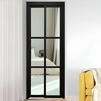 Porte coulissante pliante moderne en aluminium PT, porte vitrée sans rail pour économiser de l'espace, idéale pour salle de bain, cuisine et projets résidentiels