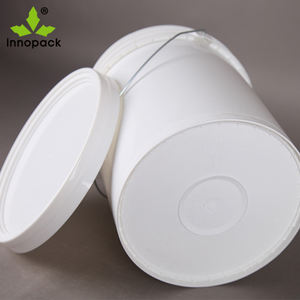 Cubo de Plástico Redondo Blanco de 18L, PP Reciclable, con Asas y Tapa, Grado Alimenticio, para Envasado - Product Image 4