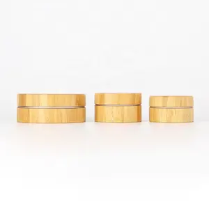 Toples Kosmetik Perawatan Kulit, 15G 30G 50G 100G 150G 200G Kosmetik Aluminium Bambu Alami dengan Bahan Kayu Yang Berbeda