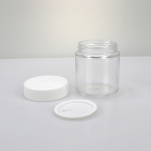 Pot en verre transparent de luxe 500 ml avec couvercle blanc, pot en verre hermétique de haute qualité pour la cuisine et l'emballage de produits de soin. - Product Image 2