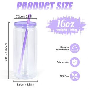 BPA FREE Custom 16Oz <b>Mason</b> <b>Jar</b> Double-Layer <b>Plastic</b> Snowball Water Tumbler Cup With Hole at the Bottom Silicone Plug - Product Image 4