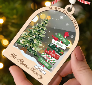 Adorno Navideño de Madera con Corte Láser Personalizado, Bola de Nieve con Nombre Personalizado, Adorno de Madera de <span class=keywords><strong>2</strong></span> Capas para Árbol de Navidad - Product Image 5