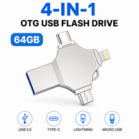 Nueva Memoria USB Multifuncional de Metal con Interfaces Lightning/Tipo-C, Garantía de 1 Año, Solución de Almacenamiento Cuatro en Uno para iPhone