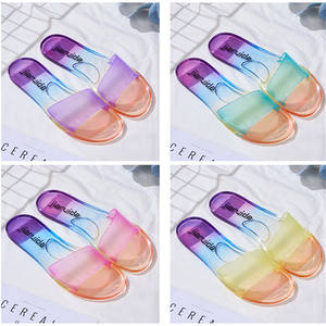 Nueva Tendencia de Moda, Sandalias Planas de Gelatina para <span class=keywords><strong>Mujer</strong></span>, Antideslizantes, Casuales, de PVC, Plástico, Coloridas, Transparentes, para Playa - Product Image 6