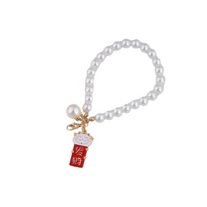 Cordón para teléfono con cadena de perlas y colgante de gato de la suerte, material de vidrio, accesorio para correas de teléfono móvil, primavera 2024 - Product Image 5