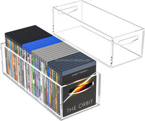 Usine en gros personnalisé clair acrylique <span class=keywords><strong>CD</strong></span> organisateur support environ 50 LP stockage adapté pour 7 ou 12 pouces disque vinyle - Product Image 1