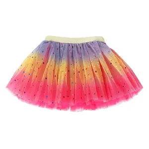 Soft Tulle Kids Young Girl Skirt Princess Children Cute Rainbow Sequin Fluffy Unicorn Kid Girl Tutu Skirts