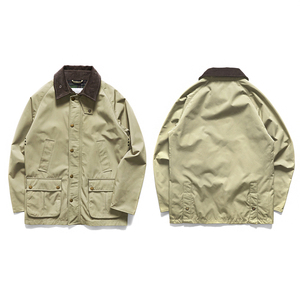 <strong>Men's</strong> Cotton/Polyester Waxed <strong>Jacket</strong> European Design Waterproof Fabric Retro Motorcycles <strong>Jackets</strong> Big Pockets Tooling <strong>Jacket</strong> - Product Image 2