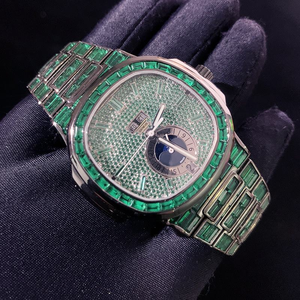 Reloj de Hombre de Alta Gama, Lujoso, con Diamantes de Laboratorio Negros VVS, Perlas, Circonita Cúbica, Estilo Hip Hop, Mecánico, de Sílice - Product Image 3