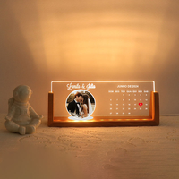 Lampe en forme de U personnalisée avec logo d'usine, lumière de nuit, cadre photo LED en acrylique personnalisé avec base en bois
