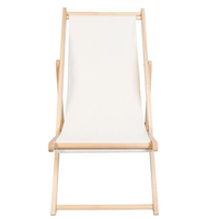 Chaises pliantes, chaise de plage pliante pour l'extérieur, chaise en lin Oxford et bois massif, chaise longue réglable en bois