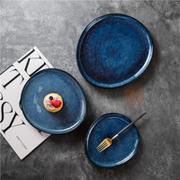 Haute Qualité Hôtel Glaçure Réactive Vaisselle Porcelaine Vaisselle Assiette Chargeur Assiette Assiette En Céramique pour Restaurant