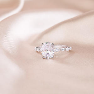 OAHLAN anello 925 in argento Sterling da donna con taglio ovale zirconio cubico anello di fidanzamento gioielli alla moda solitario - Product Image 4