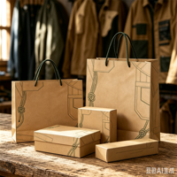 Sacs en papier kraft personnalisés avec logo, directement de l'usine, sacs d'emballage pour vêtements, sacs de shopping, sacs marron classiques de luxe