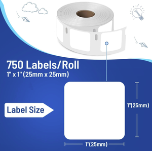 25x25mm DYMO Compatible Thermal <b>Printer</b> Labels Perforated Square Barcode Labels - Product Image 1
