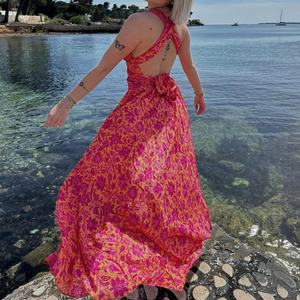 Vestido Casual de Verano para Playa, Elegante, con Tirantes Cruzados en V Profundo, Calidad Superior, 100% Rayón Voile, Viscosa - Product Image 3