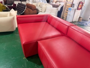 Sofá Seccional de cuero genuino de piel de vaca roja de 3 plazas de lujo superventas 2025 para muebles modernos para el hogar o el restaurante - Product Image 5