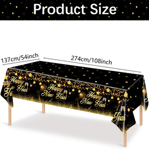 Feliz Año Nuevo, mantel rectangular de color oro rosa, decoración desechable para fiestas, Nochevieja, elegante diseño de estrellas - Product Image 2