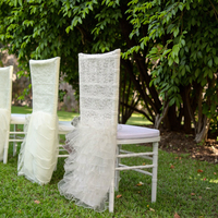 Housse de chaise décorative en dentelle, couvertures fantaisie à volants, blanc, pour mariage