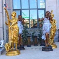 Statue de femme en pierre naturelle, sculpture occidentale de jeune fille en marbre avec panier de fleurs