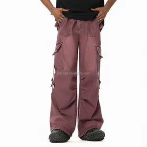 In-Store Streetwear Hiphop-Stijl Baggy Jeans Voor Heren Jeans Broek Multi-Pocket Cargo Broek Custom Logo Heren Jeans