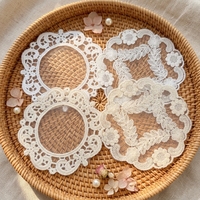 Napperons brodés en maille tissée pour mariage, tapis de café personnalisé, tapis de vase, fond de photographie, sous-verre en tissu dentelle