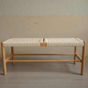 नए डिजाइन आधुनिक बीटेक ठोस लकड़ी की कुर्सी बुने रस्सी बेंच आकस्मिक भोजन कुर्सी बिस्तर फुटकर जूता बेंच - Product Image 1