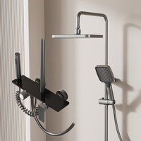 Ensemble de robinetterie de douche murale 858 à commande par bouton rotatif 4 fonctions, effet pluie, très populaire et très vendu, pour la rénovation de salles de bain d'hôtels modernes