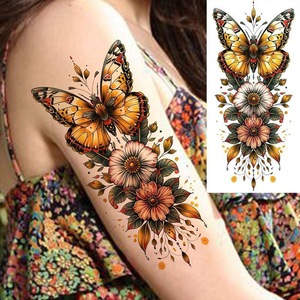 Tatouages temporaires à l'aquarelle pour femmes adultes - Ensemble réaliste de motifs floraux, papillons, phénix et mandalas en 3D, imperméables et longue durée - Product Image 3