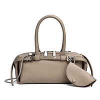 Sac à bandoulière élégant en cuir véritable pour femme, sac à main de luxe de créateur avec poignée supérieure, sangle amovible et fermeture éclair en polyester