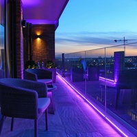 Balcon Escalier Villa Rampe Led Bandes Verre Tenant Clips Alliage d'Aluminium Verre Trempé Garde-corps Sans Cadre Lumière Led Eau