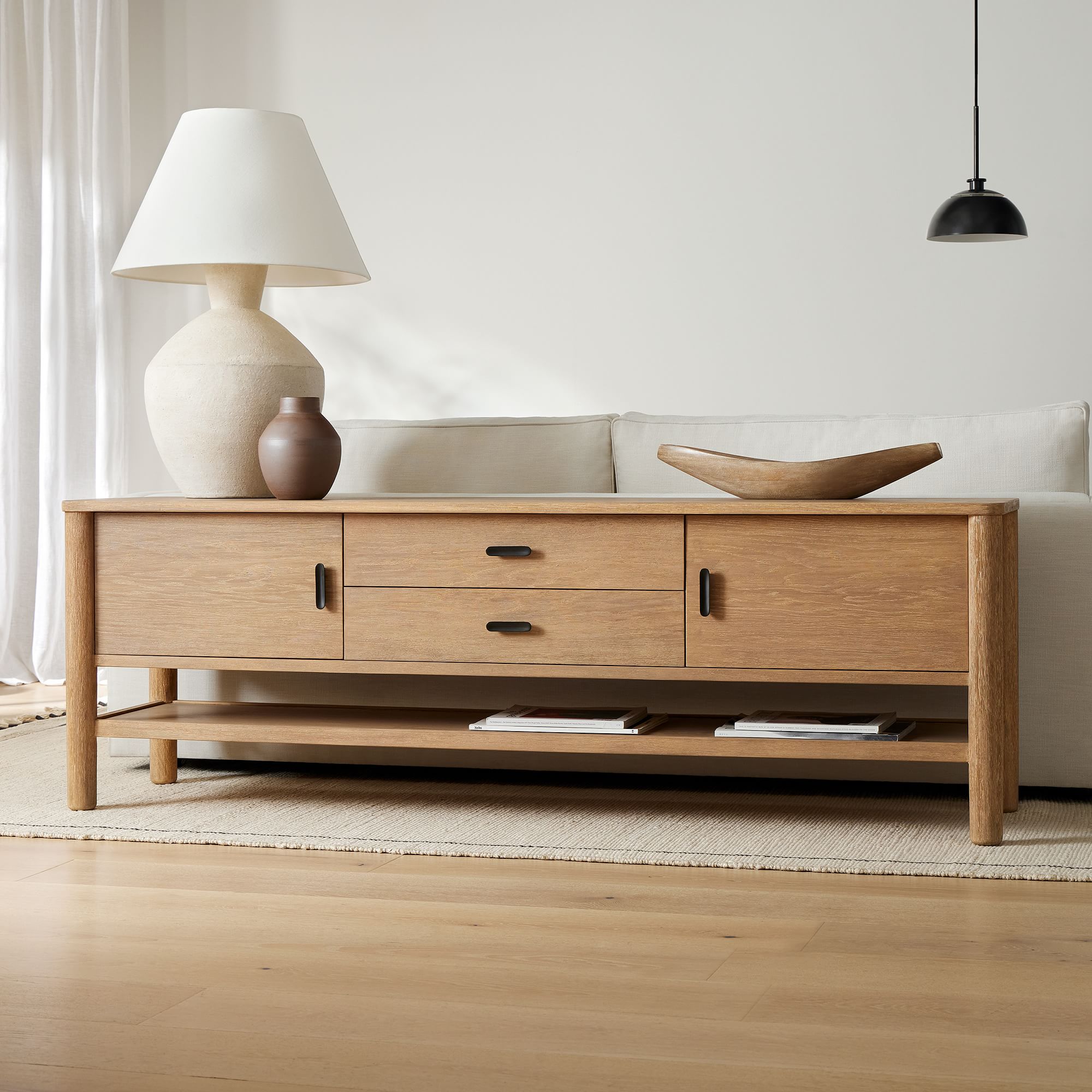 High quality Customized Furniture Living Room natural wood oak TV stand table Wooden Media Console