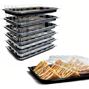Factory Customized Transparent Recyclable Chocolate Rectangle Tray Packaging Disposable <b>Plastic</b> PET Food Hamburger Sushi Salad - Product Image 1