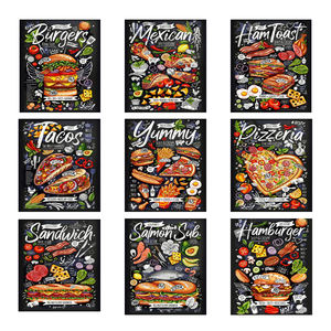 Plein foret 5D diamant peinture Art Hamburger <span class=keywords><strong>Pizza</strong></span> nourriture texte anniversaire cadeau paysage peinture Kits toile artisanat décor à la maison - Product Image 3