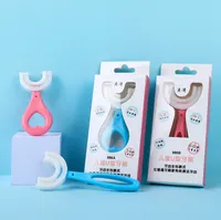 Brosse à dents manuelle en silicone pour enfants, dents à feuilles caduques pour bébé, qualité alimentaire, 360 degrés, vente en gros