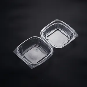 Contenedor de alimentos de plástico con tapa de solapa, caja transparente de embalaje para Tartas, 6, 8 y 9 pulgadas, 3 compartimentos