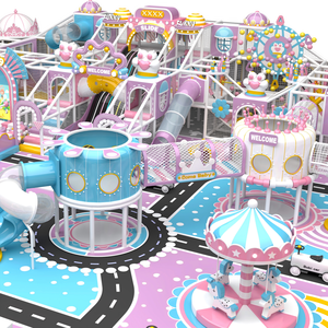 Aire <span class=keywords><strong>de</strong></span> jeux intérieure haut <span class=keywords><strong>de</strong></span> gamme Candy Macaron avec toboggans rose pastel pour les espaces <span class=keywords><strong>de</strong></span> jeux des communautés résidentielles <span class=keywords><strong>de</strong></span> luxe - Product Image 3