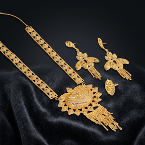 Micron Gold Plated Women's Wedding Adjustable Length Long Necklace Set Fashion Jewelry Export <b>Copper</b> Brass Chapado En Oro Oro - Product Image 5