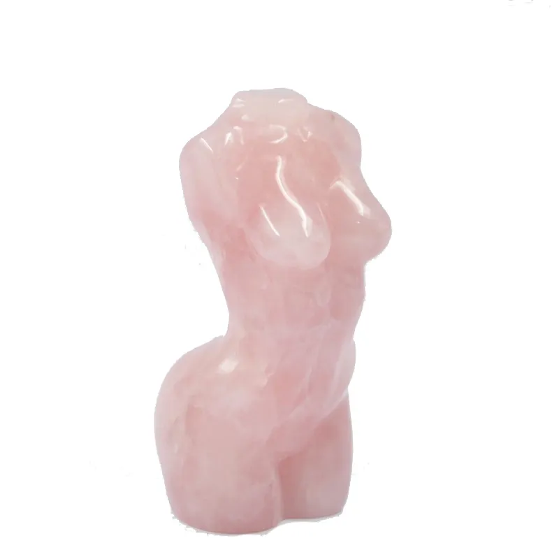 Statue de corps en cristal de quartz rose naturel de 3 pouces Modèle féminin Sculpture en cristal Artisanat Rose