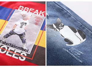 Opportunités de distribution : Ensemble T-shirt imprimé à rayures en coton, short, pantalon hip-hop et jean pour bébés garçons (pour dropshipping) - Product Image 5